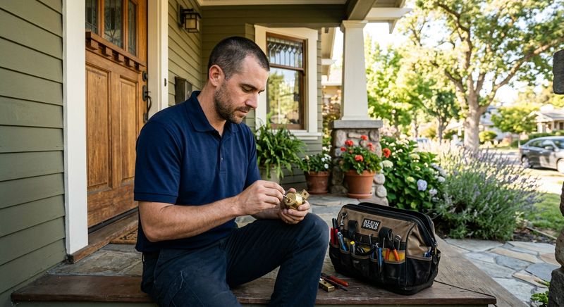Locksmith rekeying a deadbolt at a Sunnyvale residential home